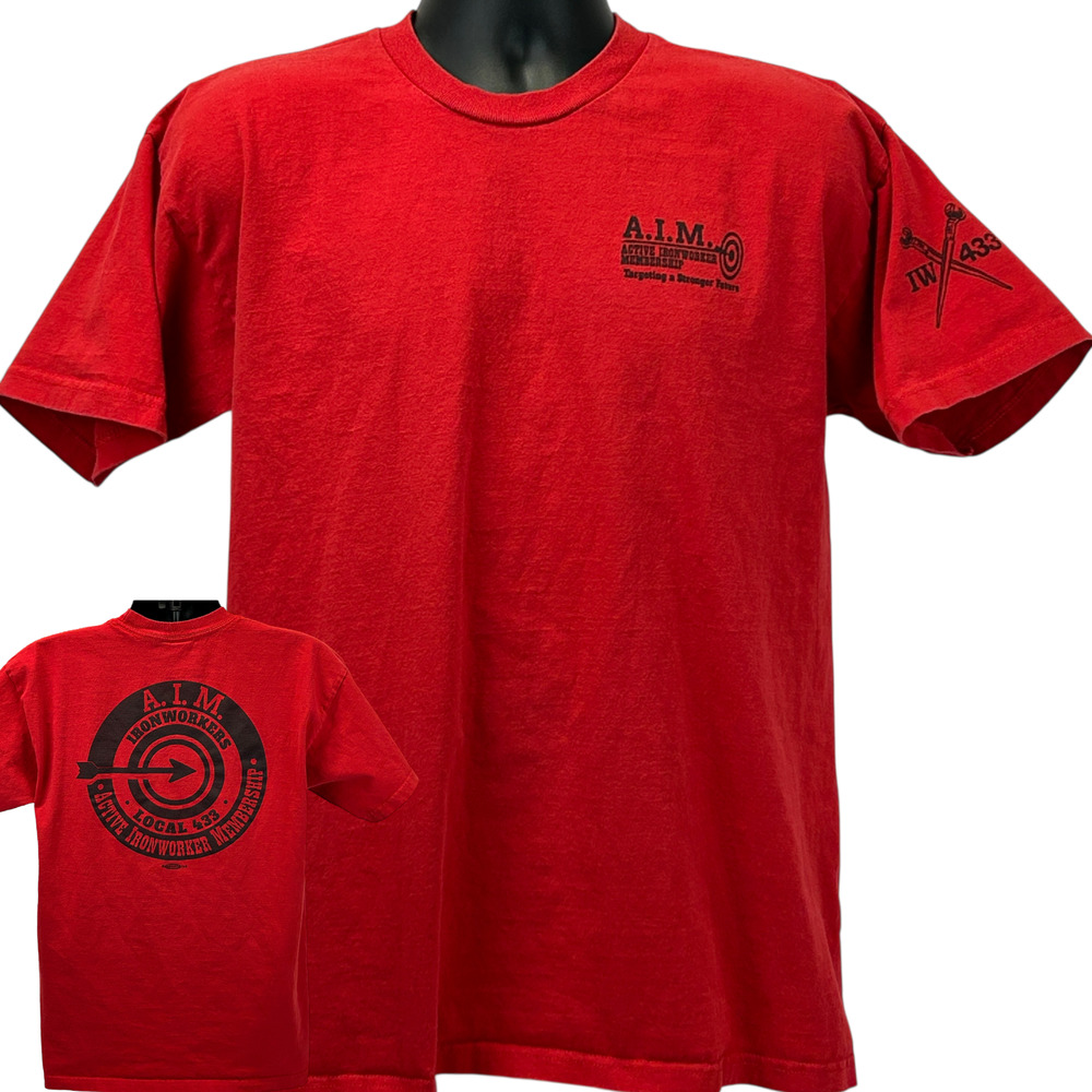 Ironworkers Local 433 Union T Shirt Red AIM IW Made In USA Tee Unisex L Large
